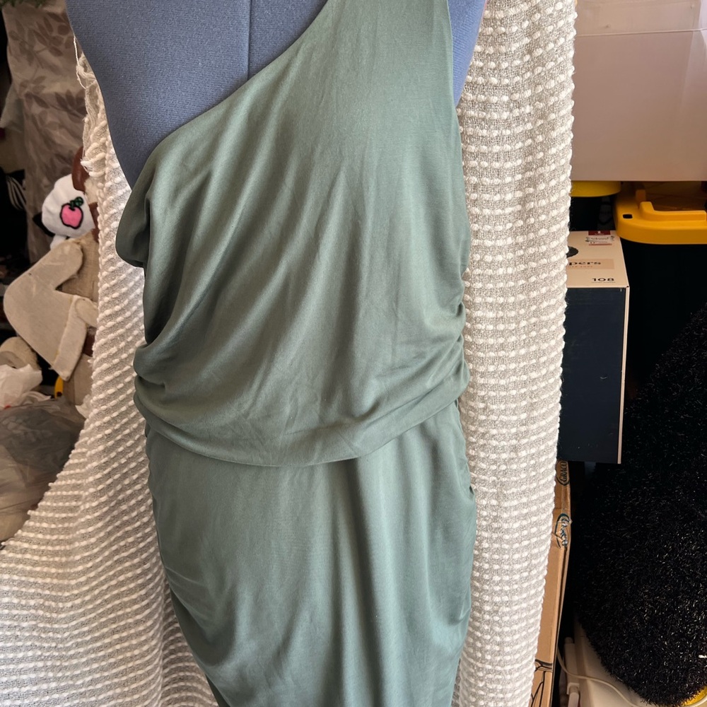Express One-Shoulder Dress in Soft Green